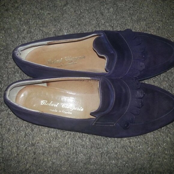 ROBERT CLERGERIE-Deep Violet Purple Nubuck Kiltie Loafers-Size 6-Excellent - Picture 7 of 7
